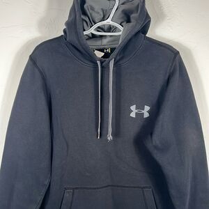 🔥 Vintage UNDER ARMOUR Quality HOODIE Sweatshirt - Black - Men Sz S - EXCELLENT